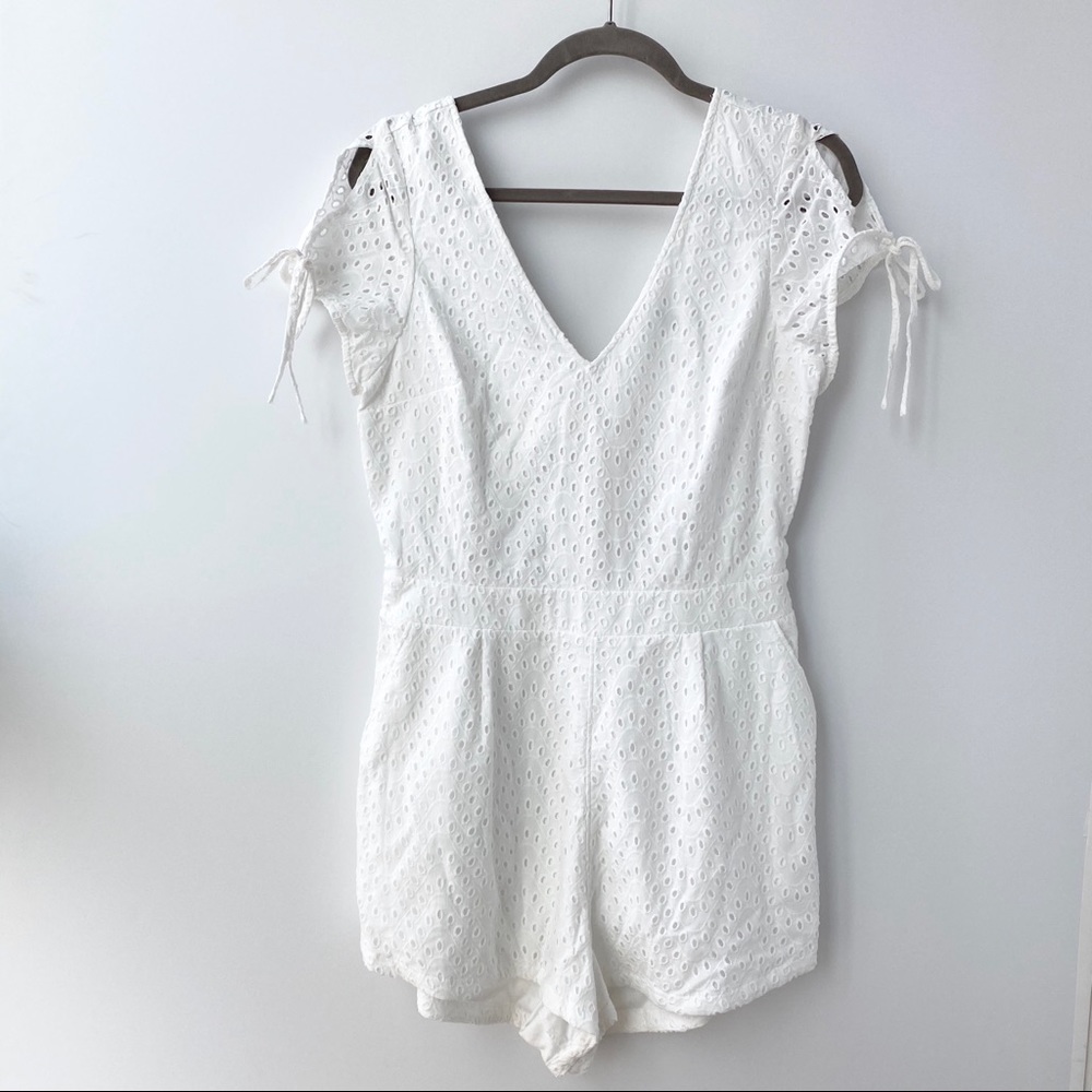 Express White Eyelet Lace Romper